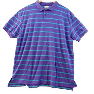 Vintage USA LL Bean Purple Striped Polo Shirt Mens Short Sleeve Casual